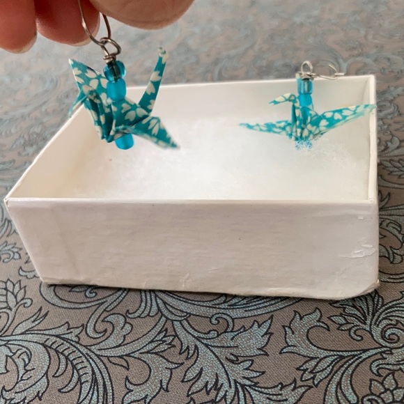Mini Origami Crane Earrings - Picture 1 of 2